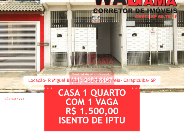 #1278 - Casa para Locação em Carapicuíba - SP - 1